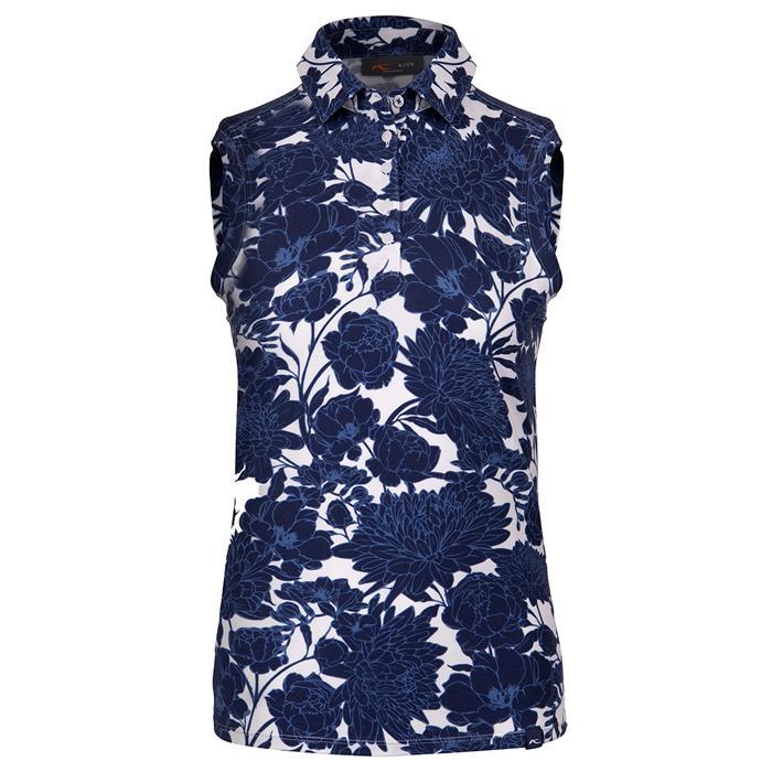 Women Hollow Pima Print Polo S/L