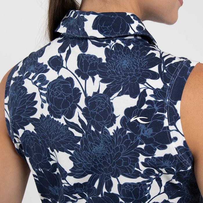 Women Hollow Pima Print Polo S/L