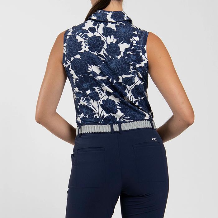 Women Hollow Pima Print Polo S/L