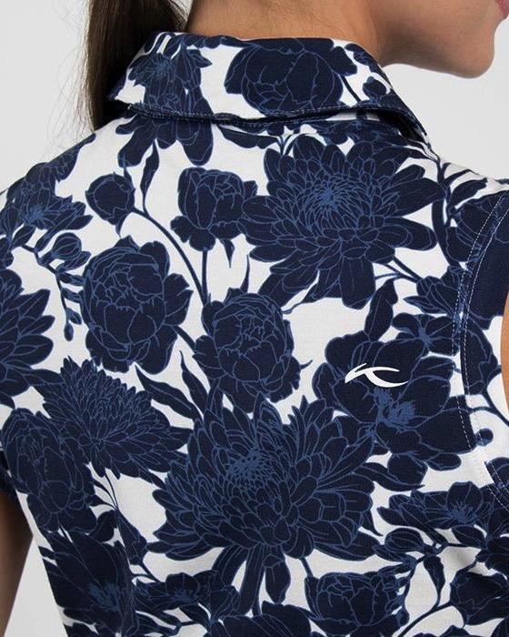 Women Hollow Pima Print Polo S/L