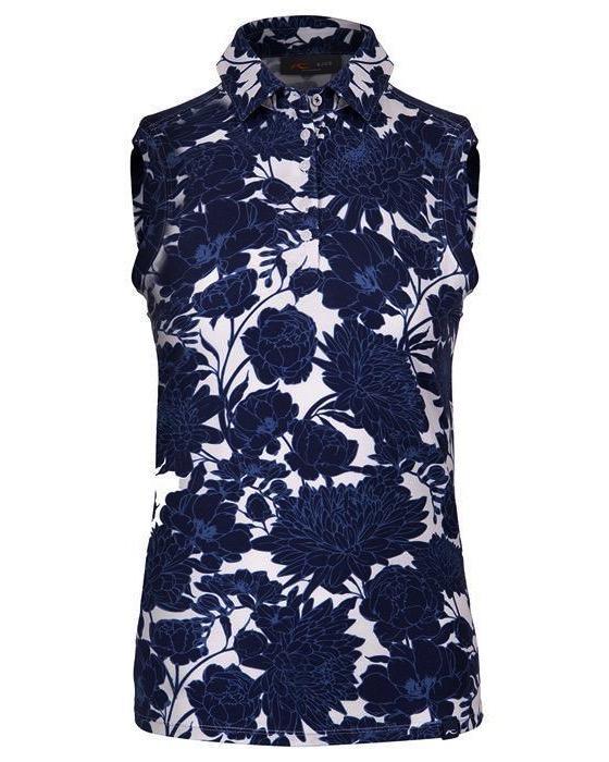 Women Hollow Pima Print Polo S/L