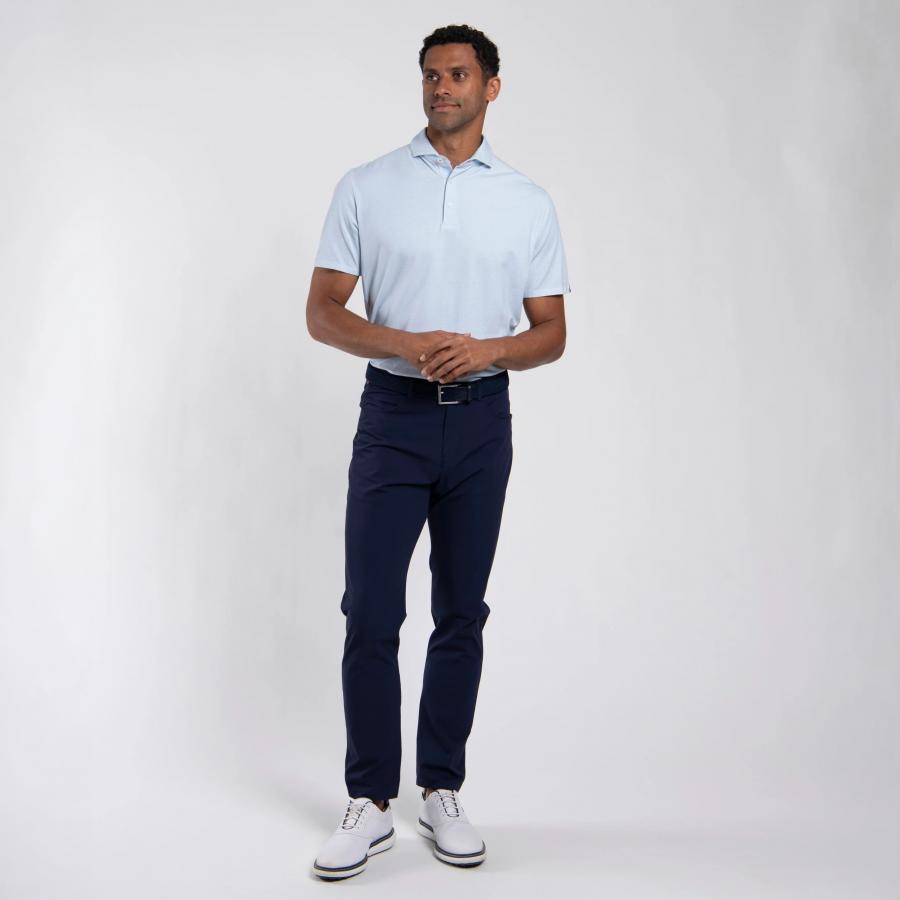 Men Hollow Pima Print Polo S/S