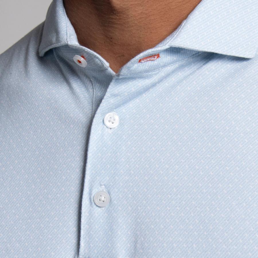 Men Hollow Pima Print Polo S/S