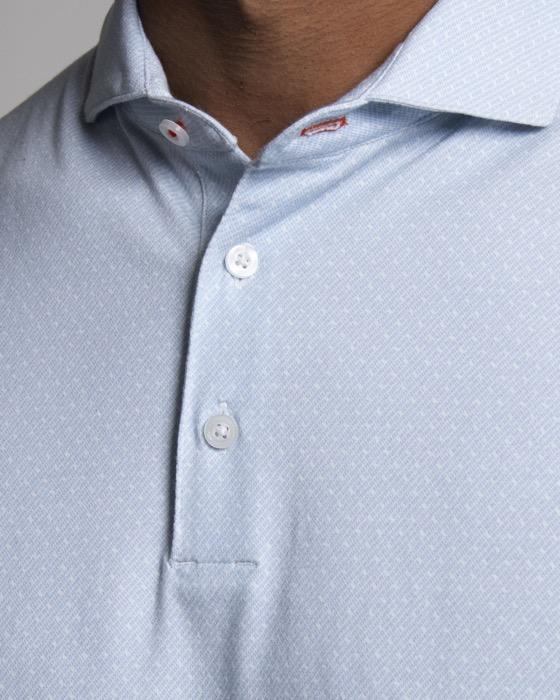 Men Hollow Pima Print Polo S/S
