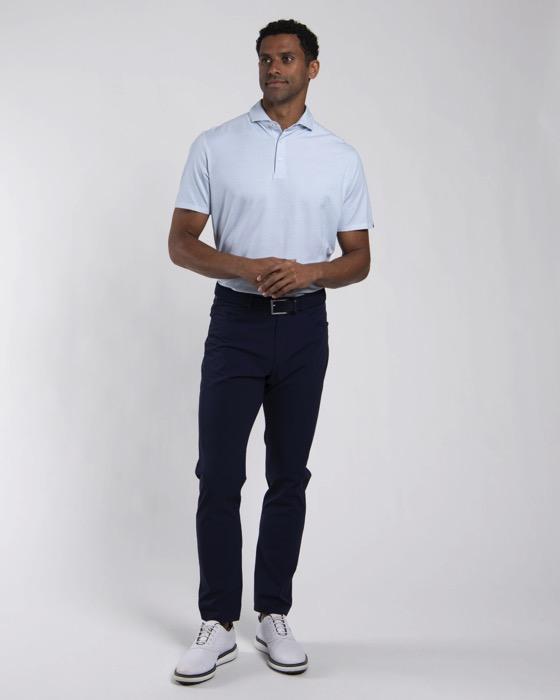 Men Hollow Pima Print Polo S/S