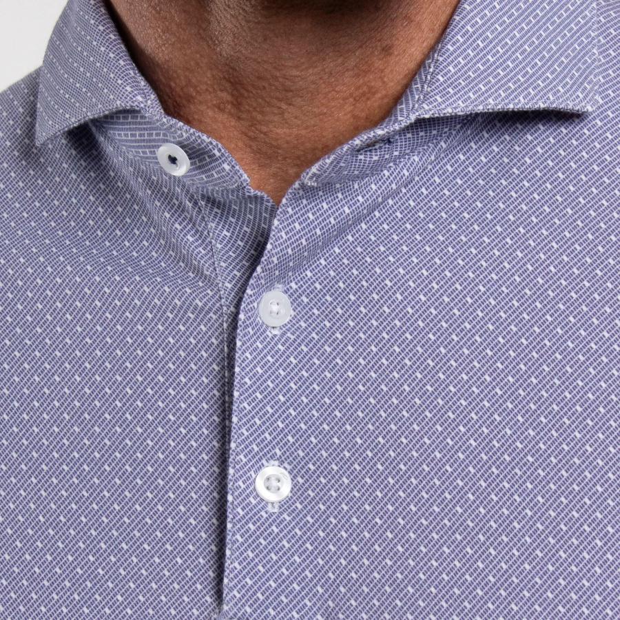 Men Hollow Pima Print Polo S/S