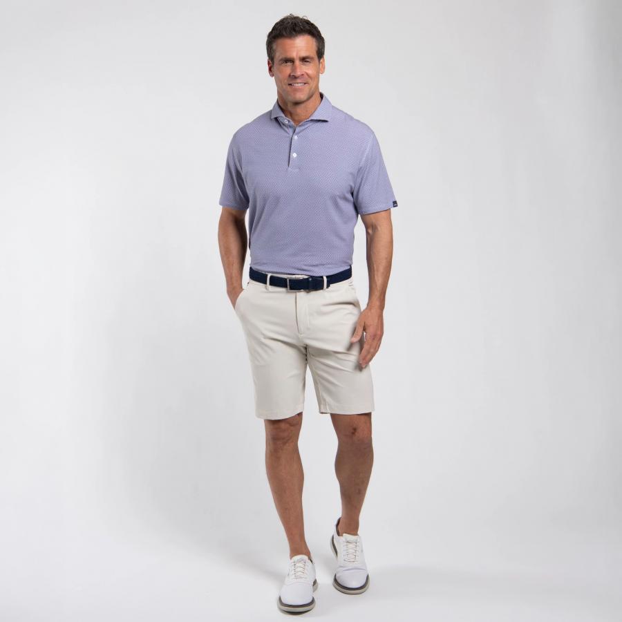 Men Hollow Pima Print Polo S/S