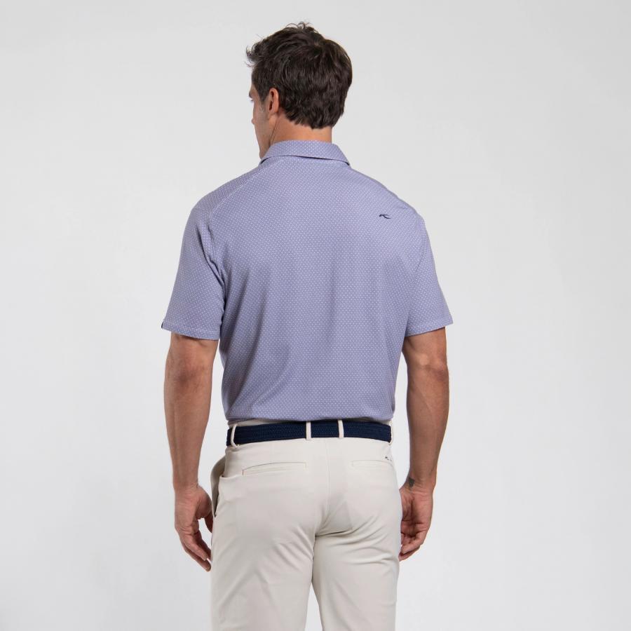 Men Hollow Pima Print Polo S/S