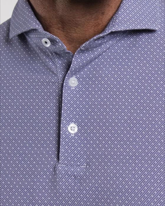 Men Hollow Pima Print Polo S/S