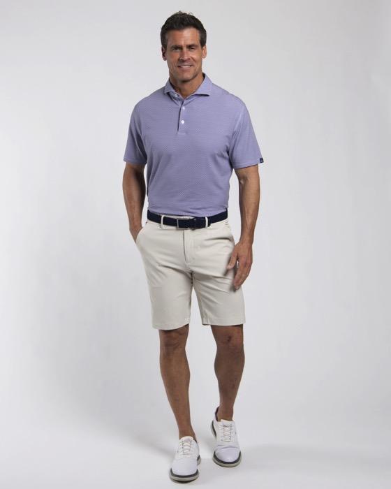 Men Hollow Pima Print Polo S/S