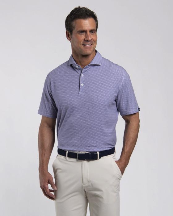 Men Hollow Pima Print Polo S/S