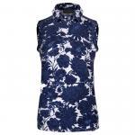 Women Hollow Pima Print Polo S/L