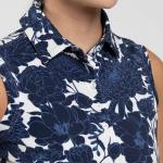 Women Hollow Pima Print Polo S/L