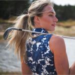 Women Hollow Pima Print Polo S/L