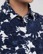 Women Hollow Pima Print Polo S/L