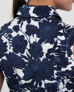 Women Hollow Pima Print Polo S/L