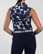 Women Hollow Pima Print Polo S/L