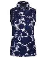 Women Hollow Pima Print Polo S/L