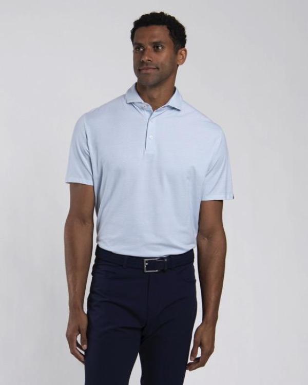 Men Hollow Pima Print Polo S/S